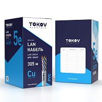 Кабель витая пара U/UTP 4х2х24AWG(0.48мм) кат.5E PVC Fluke tested (м) TOKOV ELECTRIC TKE-C06-U/UTP-4