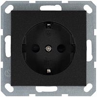 Розетка 1-м Shuko 16А IP20 с заземл. защ. шторки механизм антрацит Jasmart G5501B